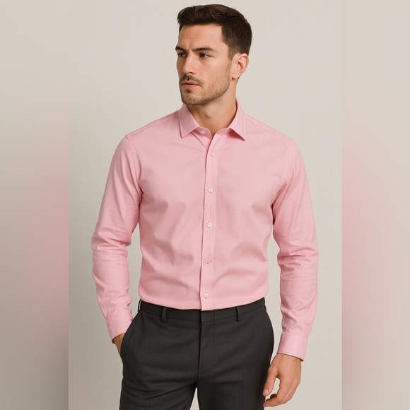 Zara Man Slim Fit Pink Button-Down Shirt 100% Cotton Size L - Picture 8 of 8